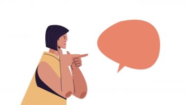 Karakter animasyonu konuşan genç bir kadın, 4k video animasyonu