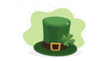 leprechaun tophat with clover animation ,4k video animated