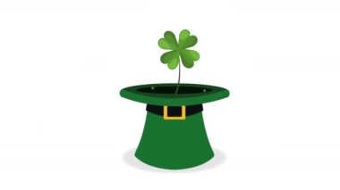 green lucky clover saint patricks animation ,4k video animated