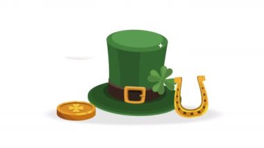 leprechaun tophat with clover animation ,4k video animated