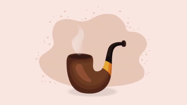 Wooden Pipe Smoke Accessory Animation Video Animated — Vídeo de stock
