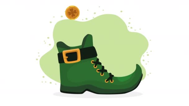 Leprechaun Shoe Boot Coins Video Animated — Vídeo de Stock