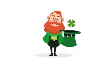 leprechaun with green tophat character ,4k video animated