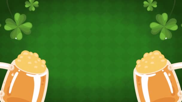 Zelený Stroužek Štěstí Pivem Video Animované — Stock video