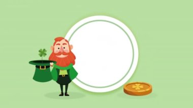 golden coins with leprechaun animation ,4k video animated