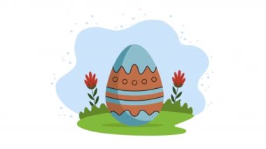 spring egg painted in landscape ,4k video animated