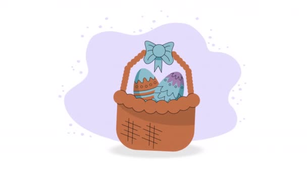 Spring Eggs Painted Basket Video Animated — Stock Video