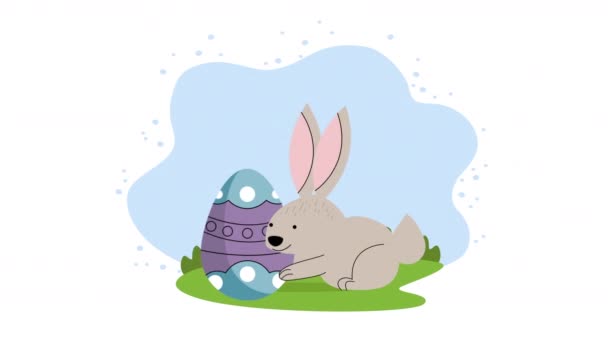 Tavşanla Boyanmış Bahar Yumurtası Video Animasyonu — Stok video
