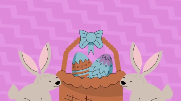 彩绘在兔子篮子里的鸡蛋 4K视频动画 — 图库视频影像