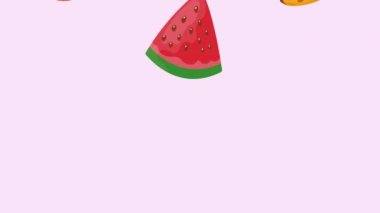 fresh fruits healthy food pattern animation ,4k video animated