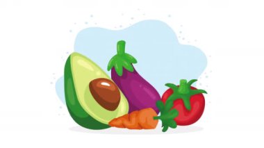 fresh vegetables healthy food animation ,4k video animated