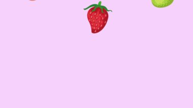 fresh fruits healthy food pattern animation ,4k video animated