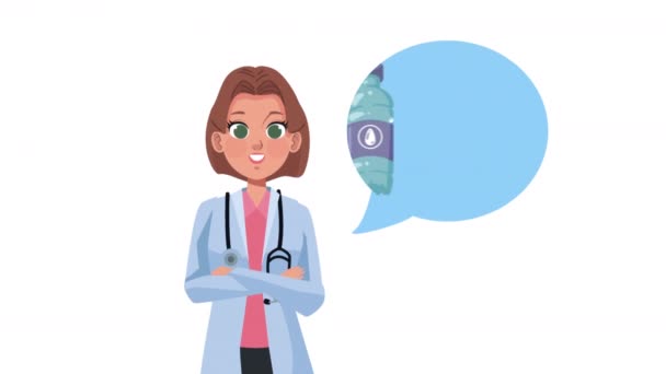 Professional Female Doctor Dumbbell Video Animated — Wideo stockowe
