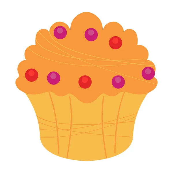 Delicious Cupcake Bakery Isolated Icon — Wektor stockowy