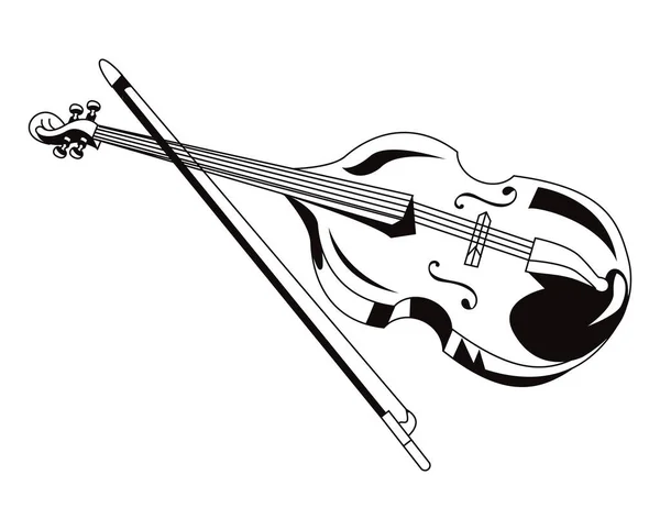 Fiddle Instrument Musical Sketch Style — Stock Vector