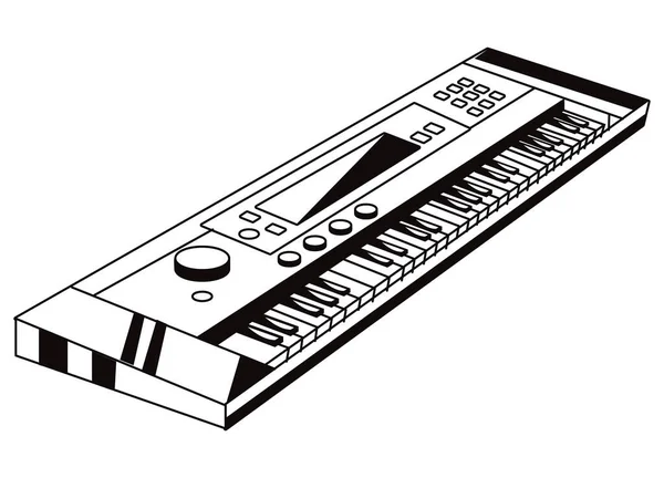 Synthesizer Instrument Musical Sketch Style — Stok Vektör