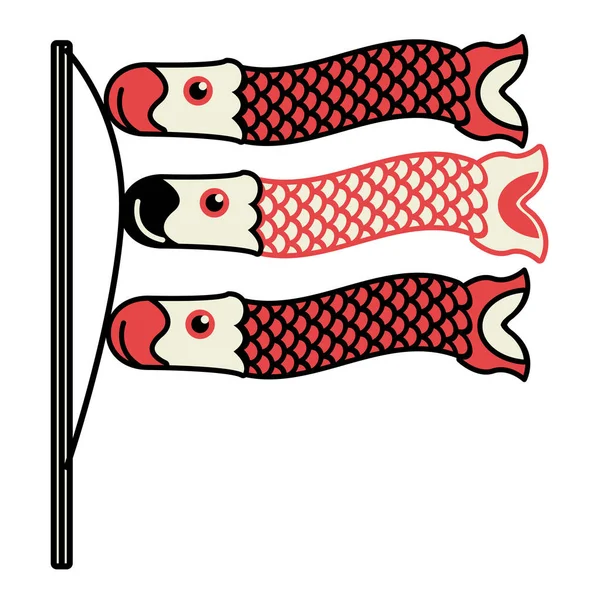 Japonais Poisson Koï Agitant Icône Traditionnelle — Image vectorielle