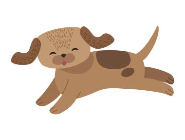 cute brown dog running character
