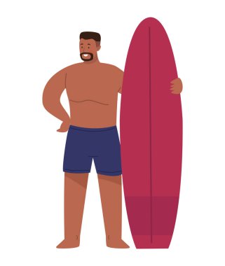 afro man surfing in surfboard character