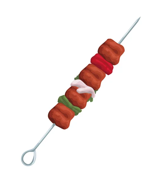 Meat Skewer Grill Food Icon — ストックベクタ