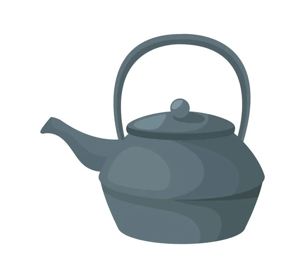 Metalic Teapot Utensil Japanese Style — стоковый вектор