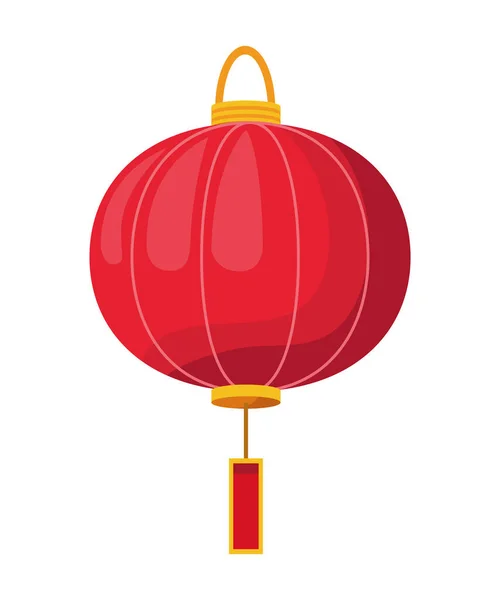 Circular Asian Red Lamp Hanging Icon — Vetor de Stock