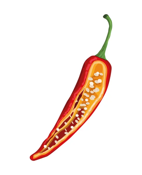 Half Chilli Hot Vegetable Icon — Stock Vector