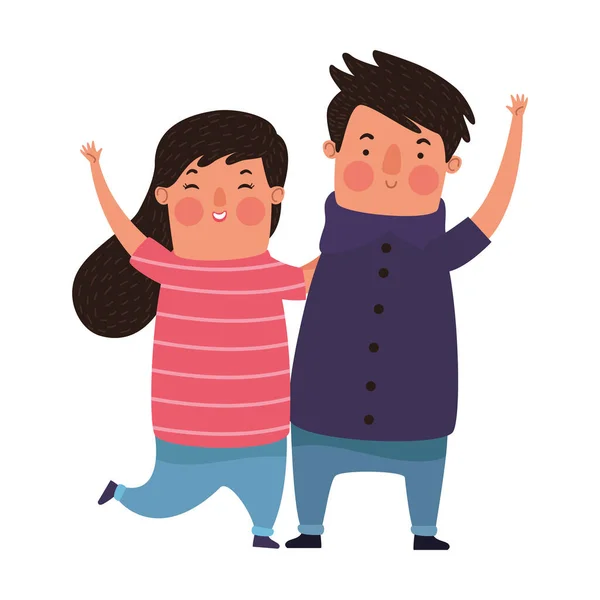 Young Happy Couple Saludating Characters — Vector de stock
