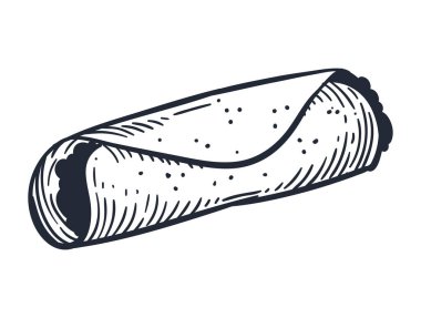 mexican burrito pastry product hand draw
