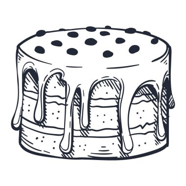 sweet cake pastry product hand draw