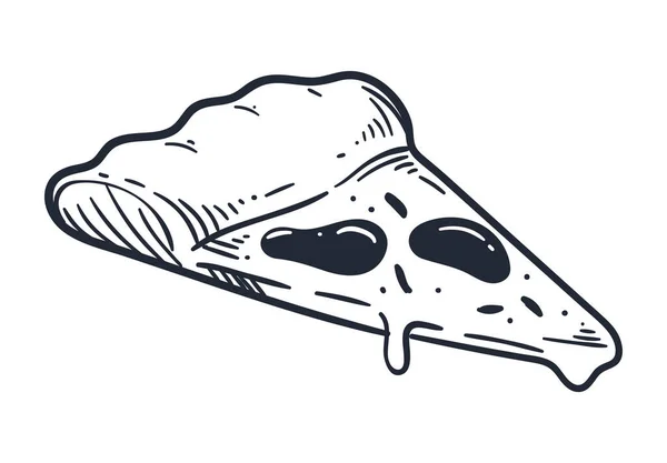 Italian Pizza Fast Food Doodle — Stockvector