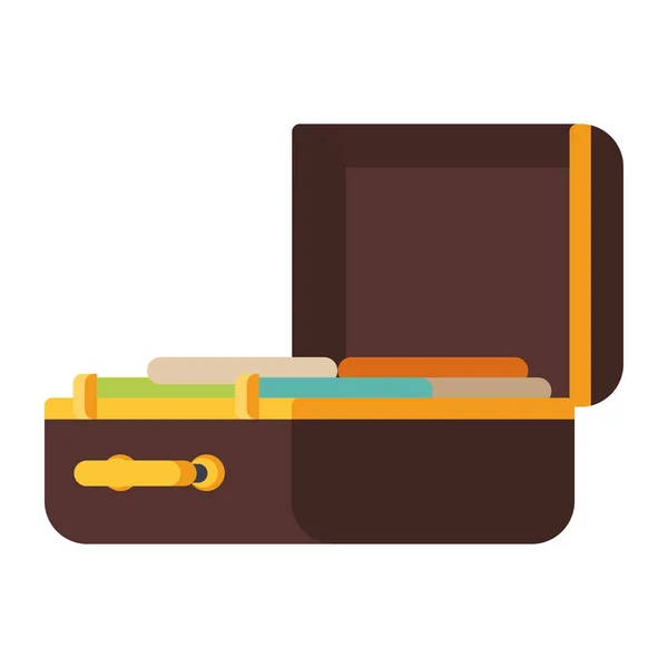 Brown Suitcase Travel Open Icon — Vector de stock