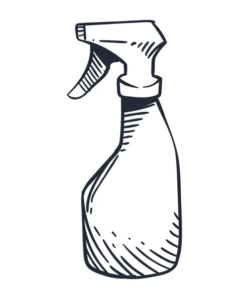 Spray Garrafa Limpeza Doodle Ícone — Vetor de Stock