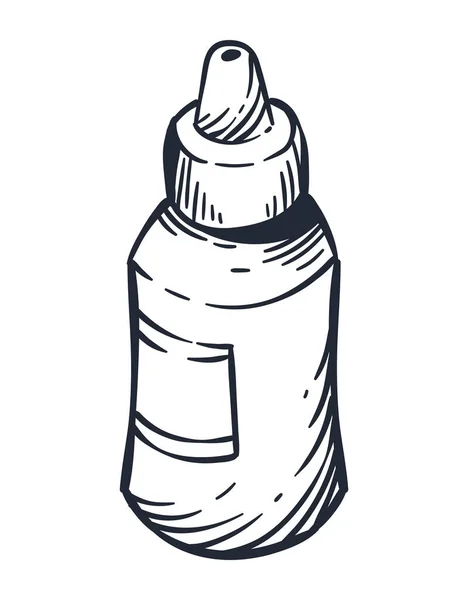Glue Bottle School Supply Sketch — Stock Vector
