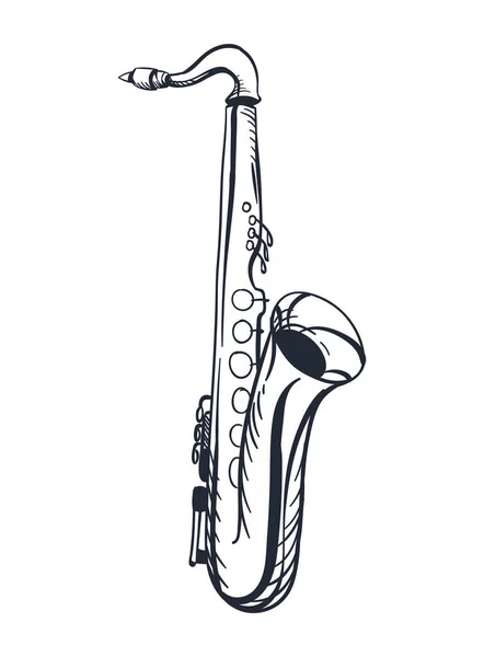 Saxophone Instrument Musical Sketch Style — Vector de stock