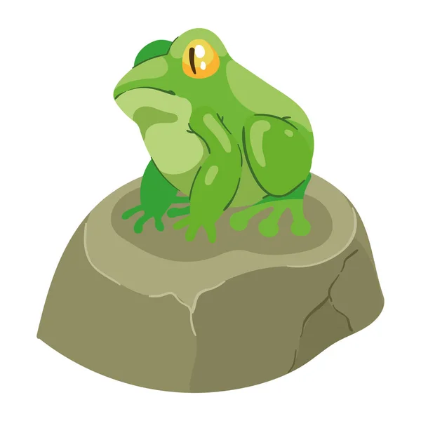 Green Frog Stone Character — Stok Vektör