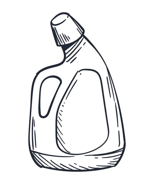 Diskmedel Flaska Rengöring Doodle Ikon — Stock vektor
