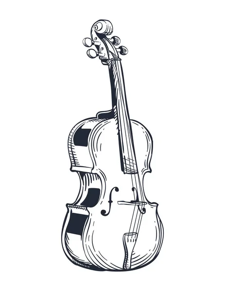 Violoncello Strumento Musicale Stile Schizzo — Vettoriale Stock