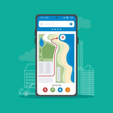 GPS uygulama teknolojisi olan akıllı telefon