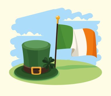 leprechaun tophat with ireland flag scene