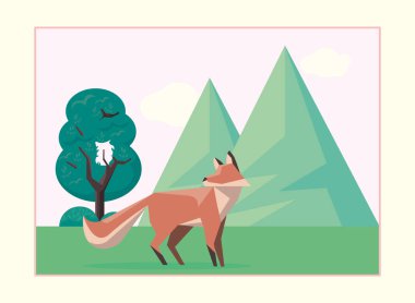 fox animal in landscape scene