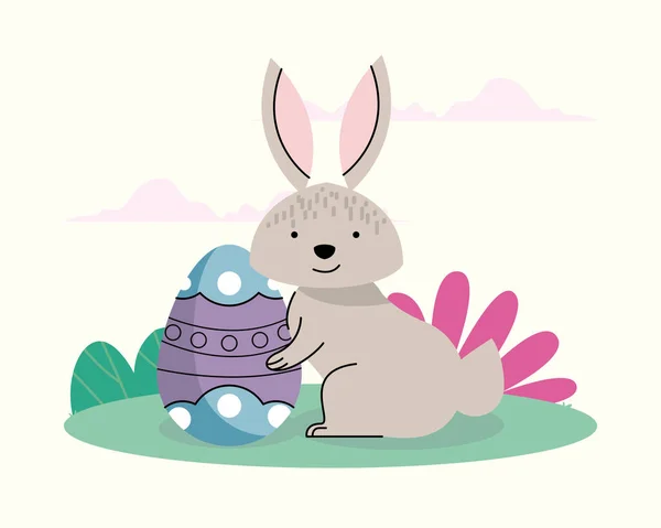 Spring Egg Painted Bunny Scene — Image vectorielle