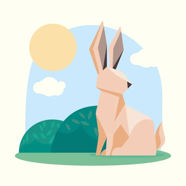 Rabbit Animal Landscape Scene — Stock vektor