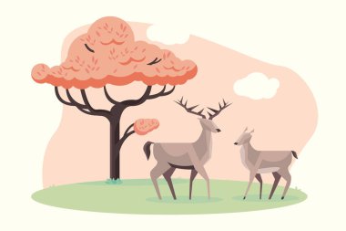 reindeer and fawn landscape scene