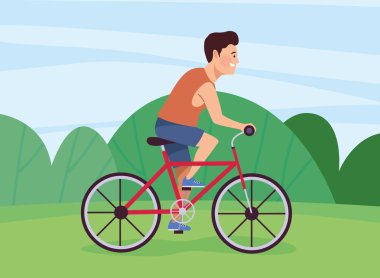 male athlete in bicycle landscape scene