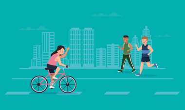 group of three athletes characters