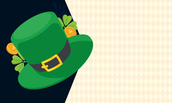 leprechaun tophat with clover and coins poster