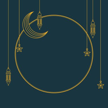 crescent moon and lamps in frame poster