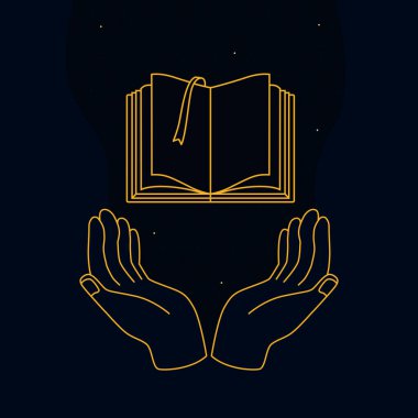 hands with koran sacred book poster