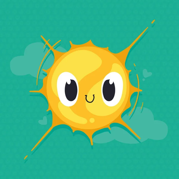 Beauty Sun Smiling Comic Character — Stock Vector